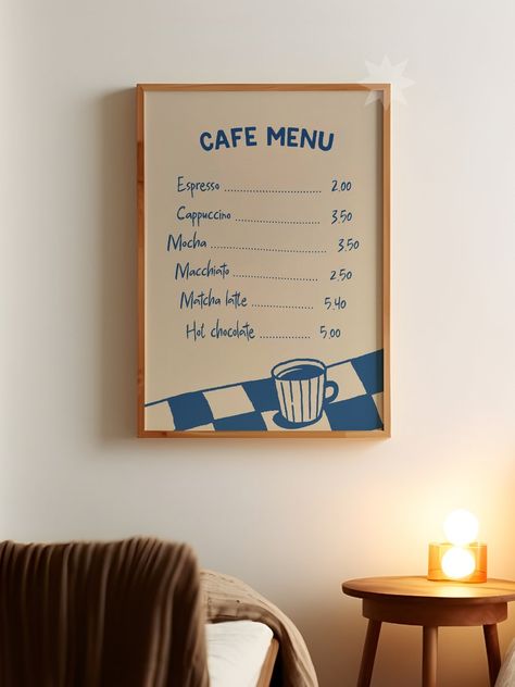 Cafe Menu Wall Art Hand Drawn Kitchen Decor Trendy Kitchen Wall Art Print Coffee Bar Menu Poster Digital Download - Etsy.de Cafe Menu Wall Design, Coffee Bar Poster Art Prints, Coffee Bar Menu Design, Coffee Bar Menu Board, Home Cafe Menu Ideas, Cute Cafe Ideas Decor, Coffee Bar Menu Ideas, Coffee Menu Aesthetic, Coffee Bar Wall Art