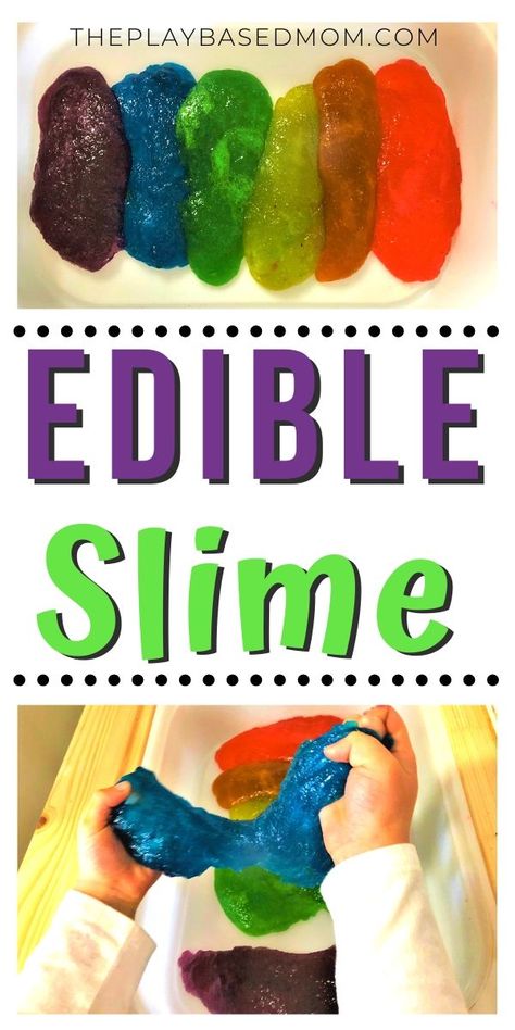 Two Ingredient Edible Slime (Without Borax or Glue) - The Play Based Mom Messy Sensory Bins, Safe Slime Recipe, Themed Sensory Bins, Edible Sensory Play, Slime Without Borax, Edible Sensory, Edible Slime Recipe, Stem Camp, Edible Slime