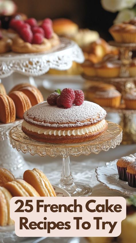 Discover delicious French cake recipes to try at home, from classic Madeleines to rich Opera cakes. These French desserts are perfect for any occasion and easy to make. Indulge in the art of French baking with elegant flavors and beautiful presentations. Start your baking journey today with these delightful French cakes and impress your family and friends. Explore the recipes now and enjoy a taste of France in your kitchen. French Entremet Desserts, French Tea Cakes, Wow Desserts Beautiful, French Cream Cake, French Silk Cake, Cafe Pastries Recipes, Classic French Pastries, British Recipes Desserts, Gourmet Baking Recipes