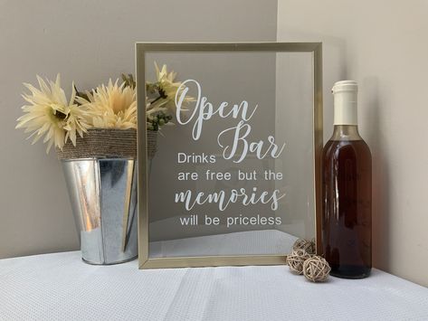 Excited to share this item from my #etsy shop: Open Bar Table Sign, Rustic Wedding Signs, Farmhouse Wedding Decor, Open Bar Sign Decal, Sign For Bar, Reception Sign Remembrance Wedding, Wedding Open Bar, Bar Reception, In Loving Memory Wedding, Loving Memory Wedding, Open Bar Wedding, Farmhouse Wedding Decor, Memory Wedding, Open Bar Sign