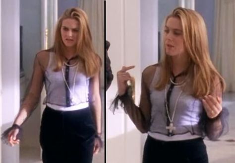 Sheer Blouse Outfit, Cher Clueless Outfit, Cher Aesthetic, Sheer Top Outfit, Clueless Costume, 2000s Fashion Trends, Fair Outfits, Alicia Silverstone, Another Magazine