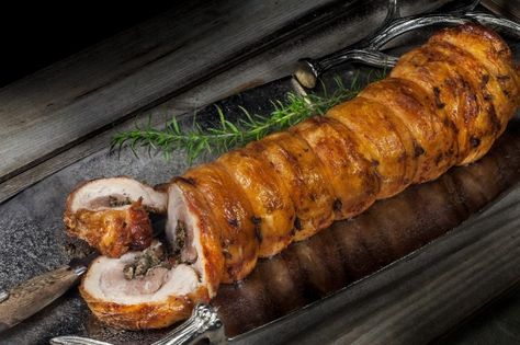 Stuffed, tied, and roasted, this pork belly transforms into a Cajun porchetta. (All photos credit: George Graham) Cajun Pork, Louisiana Cooking, Recipe For Pork, Creole Cooking, Meat Dish, Pork Belly Recipes, Pork Meatballs, Cajun Cooking, Roast Dinner