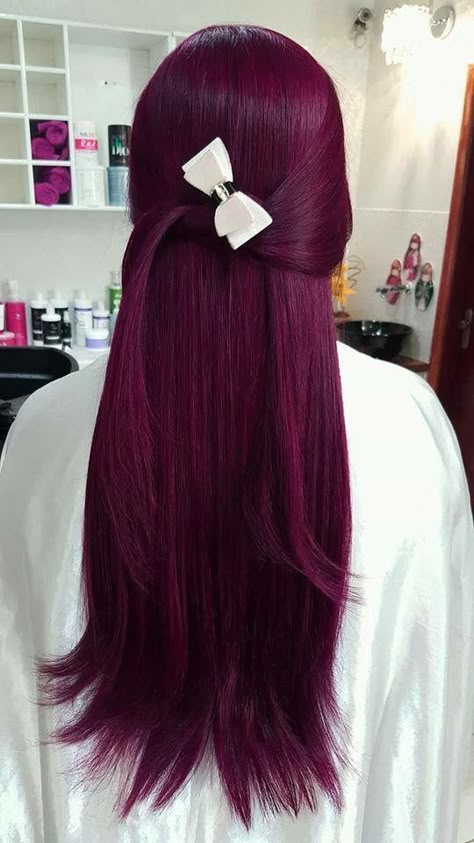 True Violet Hair Color Loreal Hicolor, Purple Over Red Hair, Wine Red Purple Hair, Dark Fuchsia Hair, Fuschia Hair Color, Deep Wine Hair Color, Berry Red Hair, Dark Magenta Hair, Reddish Purple Hair