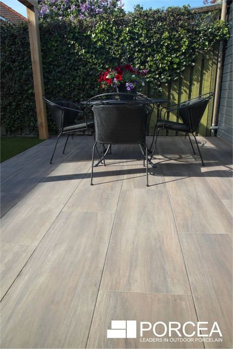 Wood-Effect Porcelain Tiles for Captivating Outdoor Landscapes	Create Captivating Outdoors with Wood-Effect Porcelain Wood Patio Flooring Ideas, Tiled Patio Ideas, Porcelain Tile Patio, Outdoor Wood Tiles, Outdoor Tiling, Tiles For Outdoor, Wood Effect Porcelain Tiles, Spa Tile, Patio Floor