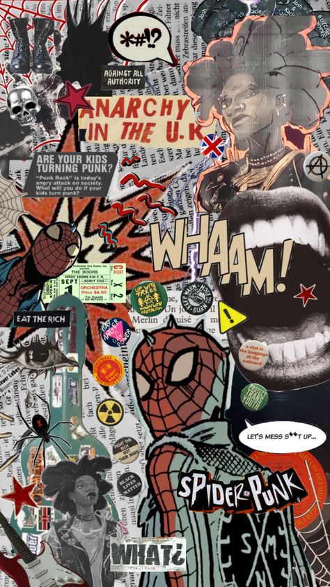 punk tactics ⍟ hobie #spiderversehobie #spiderverse #spiderpunk #spiderman #spiderweb #punk #punkaesthetic i’m obsessed with this movie Spiderverse Spiderpunk, Spiderman Hello Kitty, Punk Tactics, Superman Spiderman, Punk Wallpaper, Miles Spiderman, Scary Wallpaper, Spiderman 3, Spiderman Spider