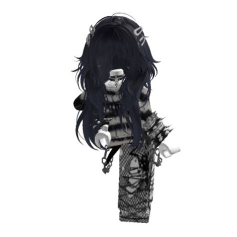 Roblox Chars Emo, Emo Avatar Roblox Girl, Emo Roblox Avatar Girl, Roblox Fits Without Headless, Roblox Avatars Black, Roblox Emo Girl, Roblox Girl Avatars, Roblox Hair Combos, Roblox Char