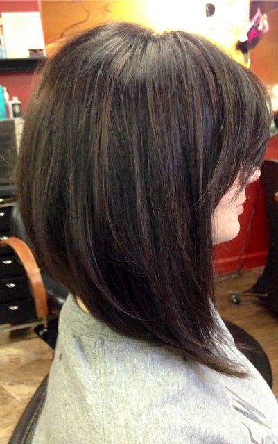 Long Swing Bob Hairs | Pls share | Marilyn Jenkins | Flickr Thick Side Bangs Medium Hair, Layered Bob Hairstyles With Side Bangs, Medium Asymmetrical Hairstyles, Bob Lung, Bob Hairs, Long Angled Bob, Hair 2016, Long Bobs, Angled Bob Hairstyles