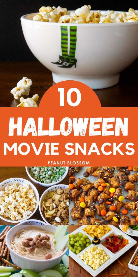 Make these easy Halloween snacks for nibbling while watching a Halloween movie with the kids. Delicious and simple treats for any Halloween party. Snacks For Halloween Movie Night, Movie Marathon Snacks, Marathon Snacks, Snacks For Halloween, Snacks For Movie Night, Apples Peanut Butter, Movie Treats, Sweet And Salty Snacks, Simple Treats