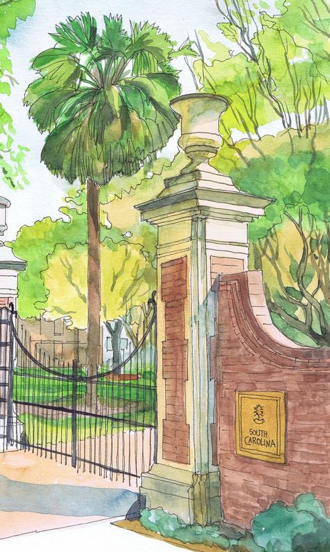 University of South Carolina Art USC Watercolor Painting | Etsy University Of South Carolina Wall Art, University Of South Carolina Aesthetic, Columbia Graduation, South Carolina Painting, Letter Painting Ideas Wooden, Usc Columbia, South Carolina Watercolor, Vacation Painting, Carolina Aesthetic