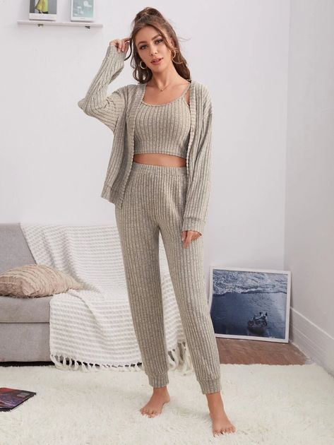 Knit Lounge Set, Lounge Outfits, Crop Cami Top, Loungewear Outfits, Cropped Camisole, Lounge Dress, Cropped Cami, Cami Crop Top, Plus Size Kleidung