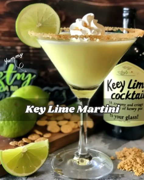 Key Lime Martini Recipe - RecipeStrip Key Lime Martini Recipe, Lime Martini Recipe, Banana Rum Drinks, Lime Cocktail Recipes, Lime Martini, Key Lime Pie Martini, Key Lime Martini, Sweet Martini, Key Lime Recipes