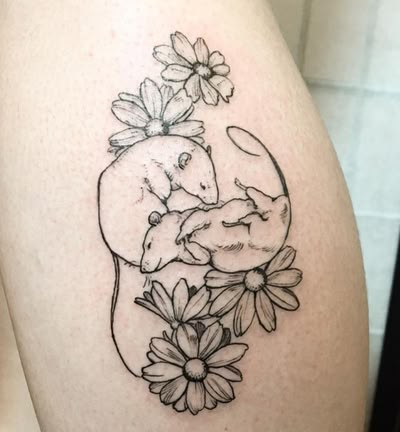 26 Bushwick Ave, Brooklyn, NY 11211  347.889.6422 Rat With Flowers Tattoo, Rat Heart Tattoo, Rat Memorial Tattoo, Gerbil Tattoo, Small Rat Tattoo, Cute Rat Tattoo, Mouse Tattoo, Rat Tattoo, M Tattoos