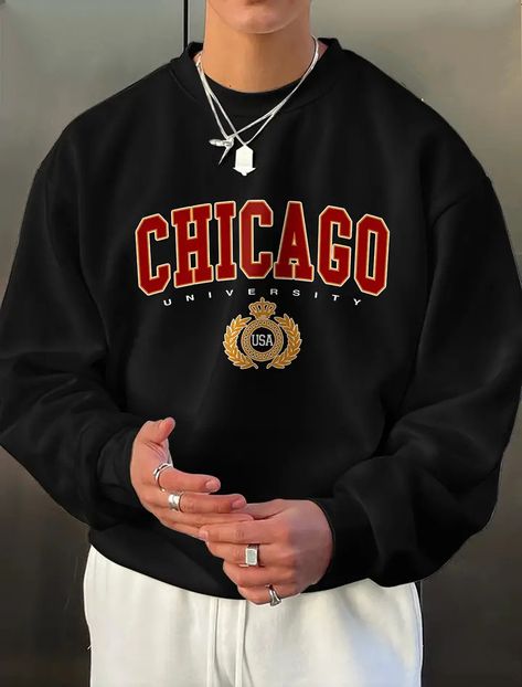 Chicago Logo, Chicago Outfit, Winter Streetwear, Teen Clothes, Clothing Styles, Print Pullover, Mens Clothing, Kids Beachwear, Mens Streetwear