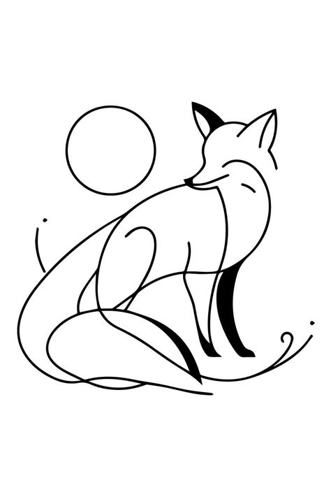 Fox in Moonlight Minimalist Line Art Fox Line Art, Line Art Style, Minimalist Line Art, The Minimalist, The Fox, Line Art Drawings, The Shape, Line Drawing, Art Style