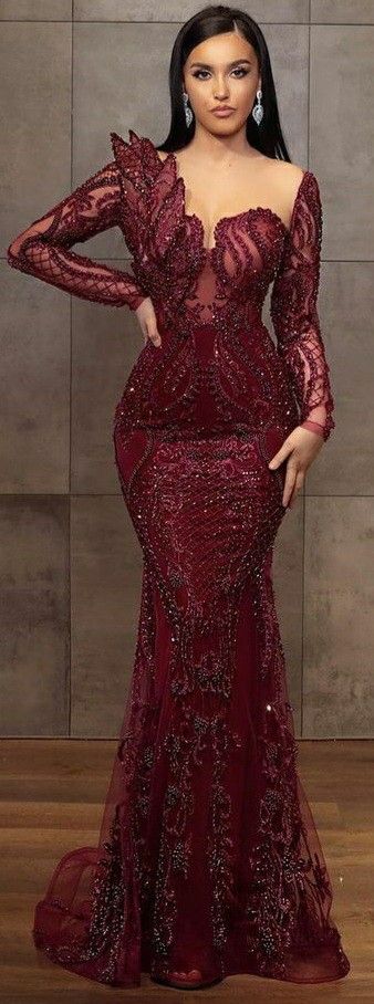 Wine Lace Dress Styles Nigerian, Wine Lace Styles For Wedding, Adire Bubu Styles, Lace Dress Styles Nigerian, Lace Aso Ebi Styles, Sleeve Dress Formal, Bubu Styles, Burgundy Wedding Dress, Nigerian Lace Dress