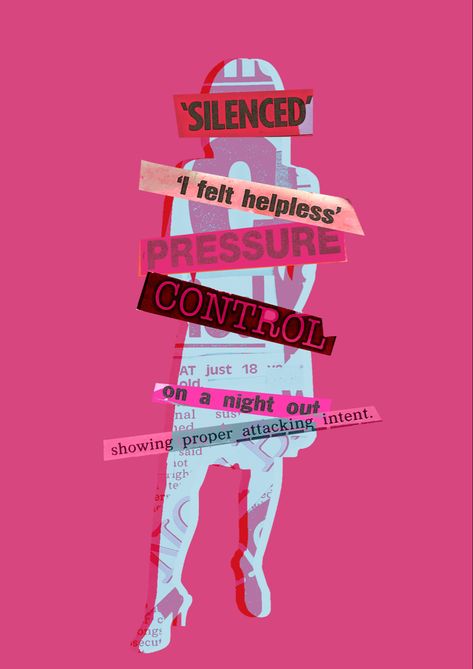 This is a project from second year called protest and persuade. My chosen topic was on women’s safety at night looking at the issue of spiking. These vibrant collages are of of phrases taken out the newspaper to portray a woman’s thoughts and feelings of been safe and taken advantage of. #spiking #spikingawareness #prevention #besafe #thinksafe #awareness #graphicdesign #digitalillustration #drinkdesign #alcoholspikingdesign #spikinginformation #infographic Womens Safety Poster, Protest Design, Womens Safety, Safety Awareness, Awareness Poster, Fashion Poster Design, Safety Posters, King Design, Drinks Design