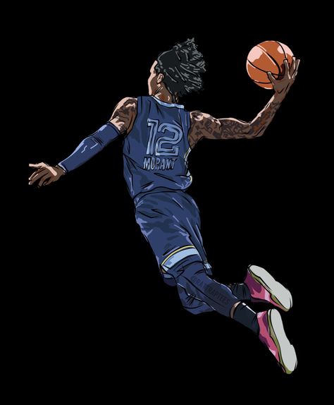 Basketball Sketch, Ja Morant Dunk, Ja Morant Style, Basketball Artwork, Black And Purple Wallpaper, Sketch Wall, Iphone Wallpaper Cat, Shoes Wallpaper, Basketball Photos