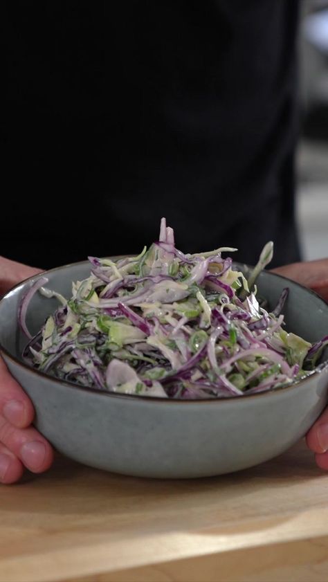 2.1M views · 55K reactions | My Go-To Recipe For Coleslaw. It’s So Good! Ingredients - 100g (3.5oz) - White Cabbage, Thinly Sliced 100g (3.5oz) - Red Cabbage, Thinly Chopped 5g... | By Chef Jack Ovens | Facebook Recipe For Coleslaw, Lentil Recipes Healthy, Coleslaw Recipe Easy, Coleslaw Salad, White Cabbage, Spring Onions, Main Dish Salads, Coleslaw Recipe, Cabbage Salad