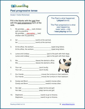 Past progressive (past continuous) tense worksheets. The past progressive tense (identical to the past continuous tense) is formed with was / were + verb + "ing" (was walking, were going, ...) and indicates an ongoing action in the past. In these worksheets, students complete sentences using both the past tense and Past Progressive Tense, Past Progressive, Log Math, Past Continuous Tense, Progressive Verbs, Past Continuous, Early Science, Cursive Writing Worksheets, Comprehension Exercises