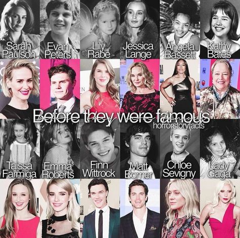 Before they were famous - American Horror Story actors - Sarah Paulson, Evan Peters, Lily Rabe, Jessica Lange, Angela Bassett, Kathy Bates, Taissa Farmiga, Emma Roberts, Finn Wittrock, Matt Bomer, Chloe Sevigny, Lady Gaga Taissa And Evan, American Horror Story Theme, American Horror Story Actors, American Horror Story Memes, Dandy Mott, Native American Humor, Ahs Cast, Finn Wittrock, Tate And Violet