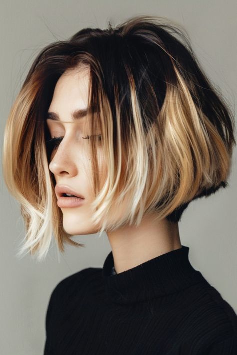 French Bob Shag, French Bob With Highlights, Retro Bob Hairstyles, Round Face Bob With Bangs, Short Bob Balayage, French Bob Blonde, Rock Haircut, Super Short Bob, Short French Bob