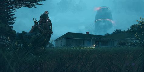 (54) SIMON STÅLENHAG on Tumblr Tales From The Loop, Sci Fi Landscape, Fantasy Horror, Beyond The Horizon, Arte Animal, Environment Concept Art, The Loop, Sci Fi Fantasy, Sci Fi Art