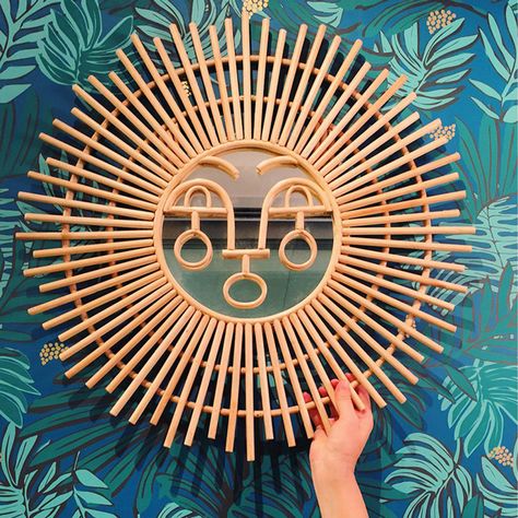 Solar Light Crafts, Sun Mirror, Jungalow Style, Handmade Mirror, Classic Mirror, Justina Blakeney, Boho Twists, Handmade Mirrors, Rattan Mirror