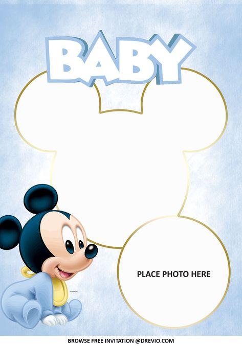 Invitation Card Design Mickey Mouse, Baby Mickey Baby Shower Ideas, Baby Shower Mickey Bebe, Mickey Birthday Invitations, Mickey Mouse Baby Birthday, Mickey Mouse Invitation Template, Mickey Mouse Baby Shower Ideas, Mickey Invitations, Mickey Baby Showers