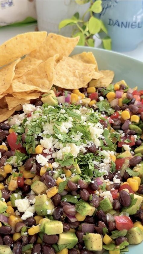 Black Bean Avocado Dip Black Bean Dip Recipe Cream Cheese, Homemade Black Bean Dip, Creamy Corn And Black Bean Dip, Black Bean Avocado Dip, Mexican Black Bean Dip Recipe, Dip Recipes Appetizers, Avocado Dip, Corn Chips, Roma Tomatoes