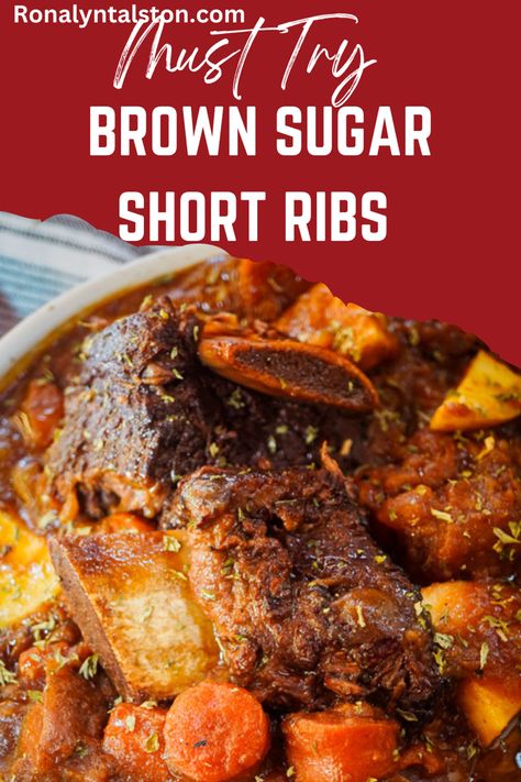 Brown Sugar Short Ribs Stew is comfort food at its best. This Southern duo is sure to please your appetite! Brown Sugar Short Ribs, Short Ribs Stew, Short Ribs Recipe Oven, Short Rib Recipes Crockpot, Best Short Rib Recipe, Short Rib Recipes Oven, Ribs Recipe Oven, Short Rib Stew, Dutch Oven Beef