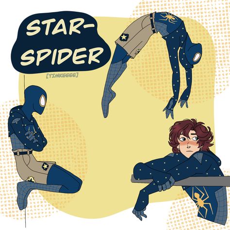 Spider Sons Art, Star Spidersona, Pose Reference Mellon Soup, Spider Sonas Poses, Spiderman Base Pose, Spider Sonas Male, Spiderman Oc Suit Female, Spidersona Oc Male, Spiderman Oc Suit