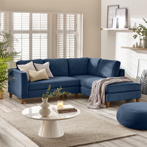 Navy Sofa Living Room, Blue Velvet Sofa Living Room, Blue Corner Sofas, Dark Blue Sofa, Blue Sofa Living, Light Blue Sofa, Blue Sofas Living Room, Velvet Sofa Living Room, Blue Couch Living Room