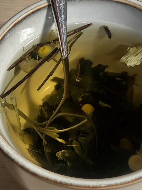 Aesthetic Herbal Tea, Herb Tea Aesthetic, Making Tea Aesthetic, Light Goblincore, Herbal Tea Aesthetic, Tea Aesthetic, Aesthetic Objects, Food C, Herb Tea