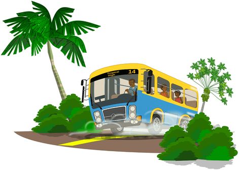 Bus Clipart, Cartoon School Bus, Bus Business, Bus Cartoon, Bus Art, Island School, Art Transportation, Road Trip Car, Tour Bus