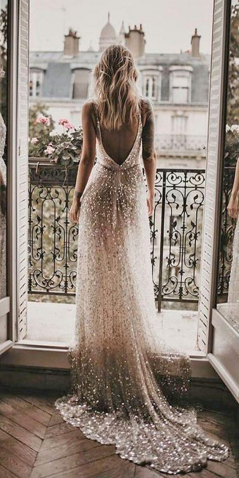 Trendy Wedding Dresses For 2020/2021 ★ #bridalgown #weddingdress Simple Bridal Dresses, Unusual Wedding Dresses, Cape Wedding Dress, Sparkle Wedding Dress, Wedding Dress Guide, Sequin Wedding, Occasion Dresses Wedding, Trendy Wedding Dresses, Dress Guide