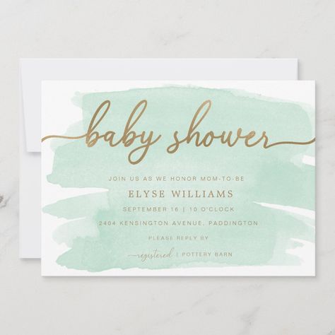 Baby Brunch Invitation, Mint Baby Shower, Gender Neutral Invitations, Baby Brunch, Classy Baby Shower, Gender Neutral Baby Shower Invitations, Gold Baby Shower, Green Baby Shower, Watercolor Baby Shower