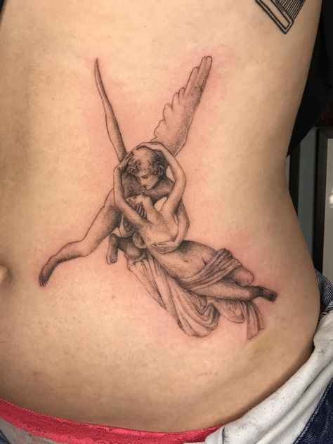 Cupid and Psyche done by Clay Gibson at Greenpoint Tattoo in Brooklyn. My favorite tattoo I have Tattoo Lower Back, Cupid Tattoo, Cherub Tattoo, Native Tattoos, Cupid And Psyche, Angel Tattoo Designs, Best Tattoo Designs, Friend Tattoos, Dope Tattoos