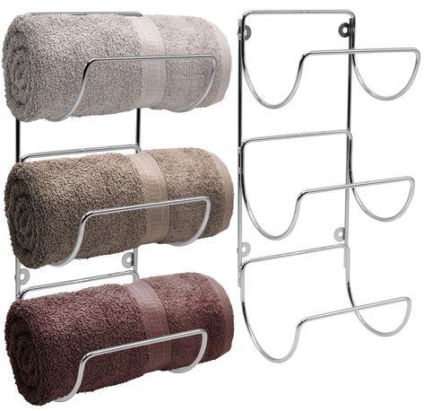 Arrives by Fri, Feb 18 Buy Towel Rack Holder Set - Wall Mounted Storage Organizer for Towels, Washcloths, Hand Towels, Linens, Ideal for Bathroom, Spa, Salon, Modern Design, Set of 2 (Silver) at Walmart.com Hanging Towel Rack, Metal Towel Racks, Towel Holder Stand, Bathroom Towel Storage, Towel Racks & Holders, Wall Mounted Towel Rack, How To Roll Towels, Towel Holder Bathroom, Towel Racks