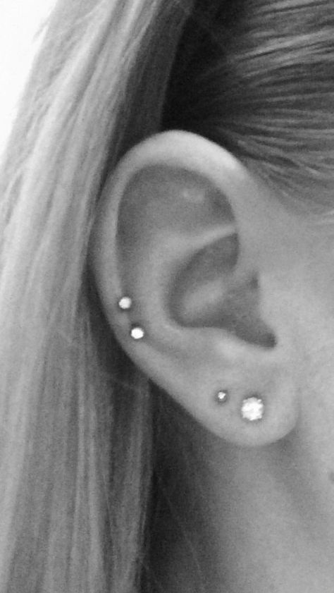 My new double auricle piercing!                                                                                                                                                                                 More Ear Piercing For Women, Auricle Piercing, Ear Peircings, Piercing Inspiration, Earrings Piercings, Piercings Ideas, Ear Piercing Ideas, Cool Ear Piercings, Pretty Ear Piercings