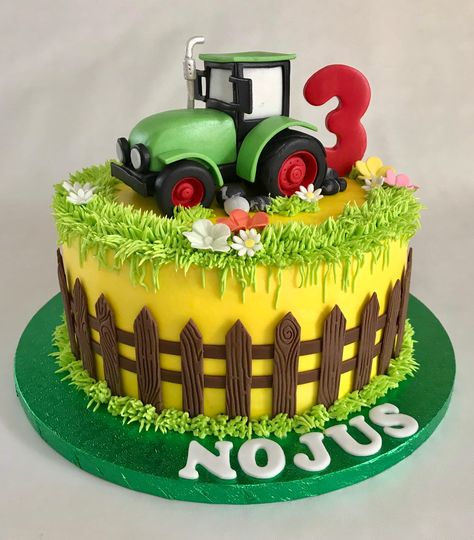 Farm tractor birthday cake Tractor Birthday Cake, Tractor Birthday Cakes, Farm Birthday Cakes, Birthday Cake Images, Tractor Cake, Cars Birthday Cake, Inside Cake, Farm Cake, 3rd Birthday Cakes