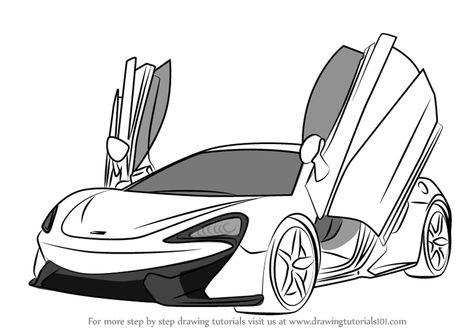 https://www.drawingtutorials101.com/how-to-draw-mclaren-570s Maclaren Cars, Artsy Drawings, King Boy, Car Drawing Pencil, Car Drawing Easy, Foto Cars, Race Car Coloring Pages, Pipe Lamps, Cars Coloring