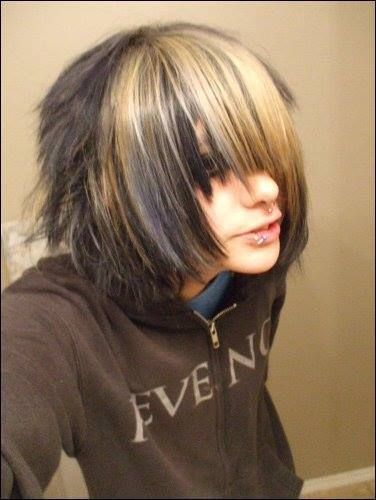 Emo Hair With Highlights, Brown Hair Emo Boy, Scene Hair Dye, Scene Hair Short, Short Emo Hair, Scene Guys, Emo Pictures, Bleached Tips, Short Scene Hair