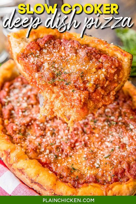 Slow Cooker Deep Dish Pizza - Plain Chicken Crockpot Main Dishes, Thanksgiving Slow Cooker, Taco Soup Slow Cooker, Fresh Pizza Dough, Homemade Meat Sauce, Fresh Pizza, Slow Cooker Potato Soup, Best Pot Roast, Slow Cooker Turkey Breast