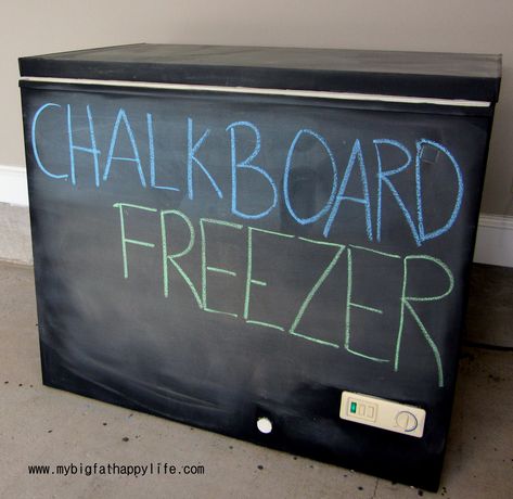 Deep Freezer Makeover, Freezer Makeover, Kegerator Ideas, Diy Chalkboard Frame, Picture Frame Chalkboard, Refrigerator Makeover, Chest Freezer Organization, Freezer Ideas, Make A Chalkboard