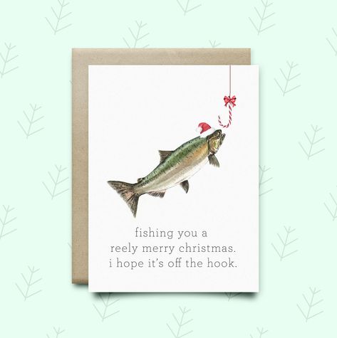 Fishing Christmas Card, Fish Christmas Card, Christmas Card Ideas For Dad, Christmas Schedule, Christmas Fish, Funny Holiday Card, Boyfriend Christmas Card, Fish Christmas, Fish Card