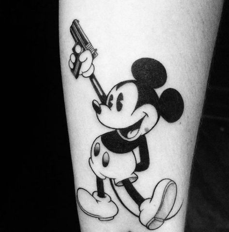 200+ Cute Cartoons Tattoos Designs (2021) Animated Characters Ideas Mouse Tattoo, Mickey Mouse Tattoo, Tattoos