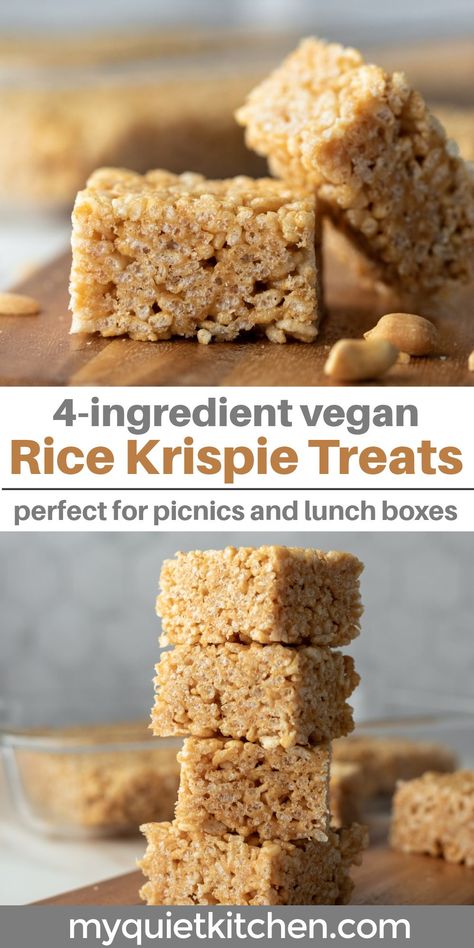 Vegan Rice Crispy Treats, Healthy Rice Krispie Treats, Vegan Rice Krispie Treats, Vegan Dessert Bars, Vegan Pies Recipes, Baking Vegan, Vegan Party Food, Kid Snacks, Plant Based Desserts