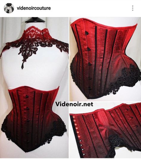 Goth Burlesque Costume, Red Vampire Outfit, Vampire Burlesque, Corset Vampire, Vampire Corset, Red And Black Corset, Vampire Fashion, Red Goth, Style Corset