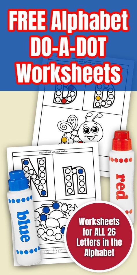 If you are in search of dab-a-dot printables you will want to check out this list full of this awesome fine motor activity for little ones. You'll find do a dot alphabet worksheets, letter and reading dab a dot printables, numbers and shapes, montessori inspired dot pages, and more! Preschool Freebies, Dot Marker Printables, Letter Stencils Printables, Preschool Fine Motor Activities, Dot Letters, Fine Motor Activity, Dots Free, Dot Worksheets, Preschool Coloring Pages