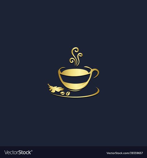 Coffee Cup Logo, Coffee Cup Drawing, Gold Coffee Cup, Coffee Shop Logo Design, Cup Logo, Logo Yellow, Coffee Shop Logo, Coffee Cup Design, Shop Logo Design